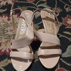 Calvin Klein Women's Beige Strappy Sandals